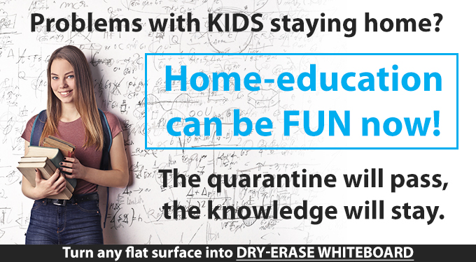 easy or dry-erase film application - turn any flat surface into a whiteboard