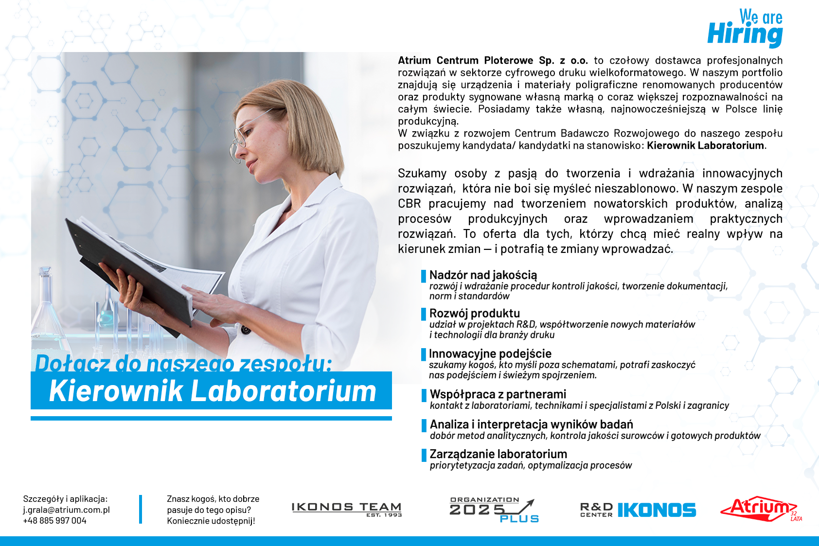 Ogłoszenie_Kierownik_Laboratorium job position - laboratory manager